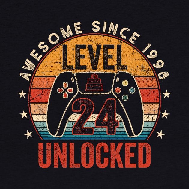 Vintage Level 24 Unlocked Video Gamer 24th Birthday by ArifLeleu